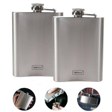 Imagem de Kit 2 Cantil De Bolso Em Inox Frasco Whiskeira Porta Bebida