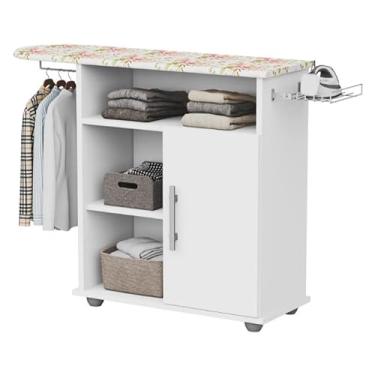 Imagem de Tabua Para Passar Roupa Com Organizador Prateleiras 1 Porta (BRANCO)