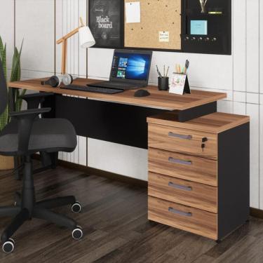 Imagem de Escrivaninha Mesa Escritório Extensível 150cm 4 Gavetas Multimóveis Cr25325 Sevilha Preto