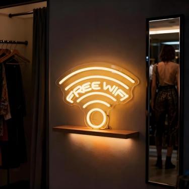 Imagem de Neonawall Free Wifi Business Neon Sign for Wall Decor Light Up Letter Led Sign Party Gift Led Decorative Night Signs Room Decoration Signboard Billboard Grand Opening Gift for Bar Club Restaurant Cafe