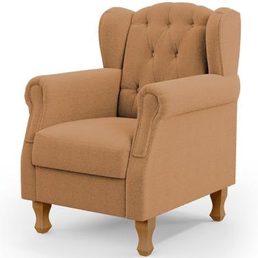 Imagem de Poltrona Decorativa Para Sala De Estar Yara P02 Bouclê Mostarda - Lyam Decor