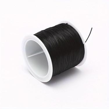 Imagem de 1 cordão de pulseira elástica de 0,8 mm, 50 m, cordão elástico forte para fazer joias, miçangas e decoração de balões, preto