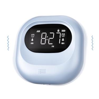 Imagem de Despertador vibratório para pessoas com sono pesado, bateria recarregável, agitador, embaixo do travesseiro, sem fio, vibração ajustável, sem fio, alarmes duplos, relógio digital portátil de viagem