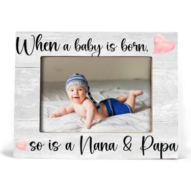 Imagem de XDFVL First Time Grandparents Gifts, New Grandparents Gifts First Time 2025, porta-retrato de bebê, When a Baby is Born So is a Nana and Papa, porta-retrato 20 x 25 cm