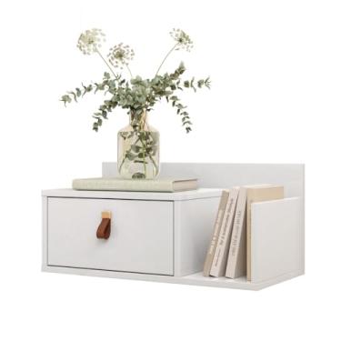 Imagem de Mesa De Cabeceira Suspensa Móveis Moderno Design Nicho Compacta Decore Prateleira Quarto Cama Casa (Branco Brilho)