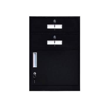 Imagem de Armário de Arquivos Armário de escritório dados armário cabeceira pequeno estanho arquivo curto gaveta sob a mesa atividades(Preto)