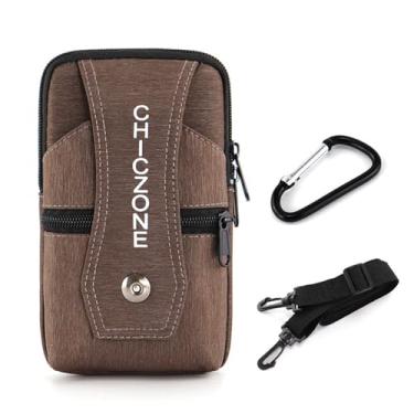 Imagem de Pochete masculina, bolsa de cintura transversal, bolsa de cinto para viagem, caminhada, caminhada, ciclismo, fácil de carregar qualquer telefone, carteira, Marrom, marrom