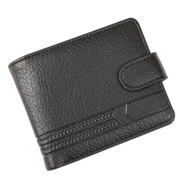 Imagem de Bolsa de cartão dobrável PU porta-cartões durável multicartões porta-moedas masculina (preto), Preto, Clássico