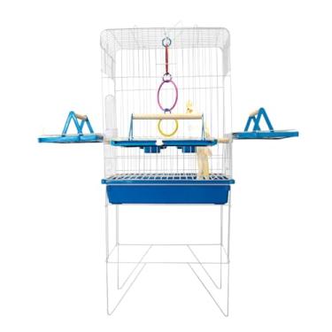 Imagem de Gaiola para Papagaio, Viveiro Grande Gaiola Aberta para Calopsita Triplex para Calopsitas Ring Neck Ave Mansas Pássaros Livres Poleiro Madeira(VIVEIRO PEQUENO AZUL)
