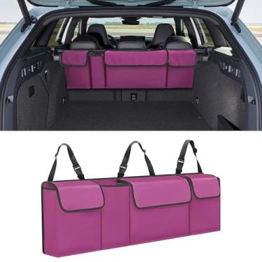 Imagem de Alieemo Organizador de porta-malas de carro, bolsa de carga dobrável à prova d'água com 4 bolsos, armazenamento grande para pendurar no banco traseiro com alças ajustáveis, economia de espaço