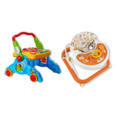 Imagem de Kit Andador Mesinha 4 Em 1 + Andador Antiqueda Bebê Sonoro Didático Mu