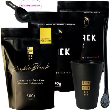 Imagem de Kit Black Erva Mate Tereré 3 Pacotes 500g cada + Copo Caldereta acríli