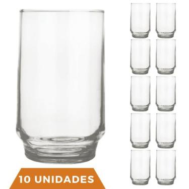 Imagem de Conjunto 10 Copos Vidro Transparente 300ml Lights Suco Nadir - NADIR F