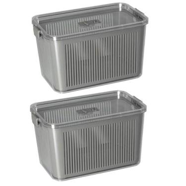 Imagem de Kit 2 Potes Herméticos Slim Multiuso 4.470 ML Cinza - Paramount