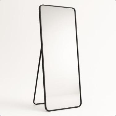 Imagem de Espelho de Chão Corpo Inteiro Retangular Grande 170 x 70 com Suporte -