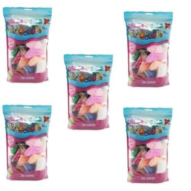 Imagem de Massa De Eva 20 Cores 1250g - P/ Artesanato - Kit 5 Pacotes - Make+