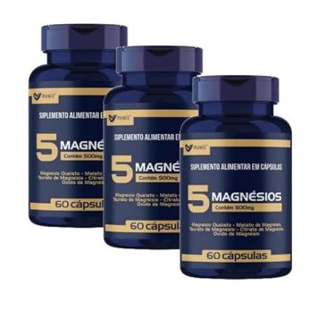 Imagem de Kit 3x 5 Magnesio Quelato Malato Taurato 60 Capsulas