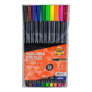 Imagem de Caneta Marcador Fine Plus Conjunto com 10 Cores sortidas Ponta 0.4mm