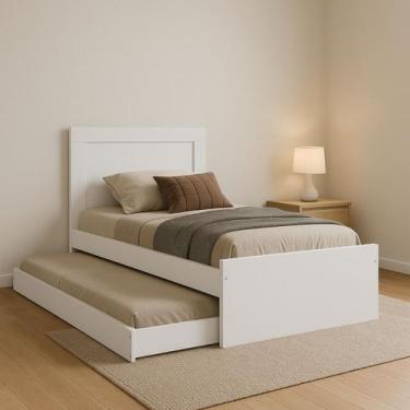 Imagem de Bicama Solteiro Luara Branco Auxiliar Anti-Ruído e Rodízios - Brumato