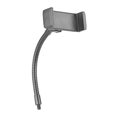 Imagem de Suporte de suporte de braçadeira de telefone dobrável com montagem de parafuso de 1/4 para montagem de smartphone com luz de anel LED compatível com smartphones Android iPhone