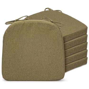 Imagem de SQUARE MOON Almofadas de cadeira para cadeiras de jantar, almofadas de espuma de alta resiliência para sala de jantar, almofadas de assento de cozinha com laços, lavável na máquina, 43 x 40 x 5 cm