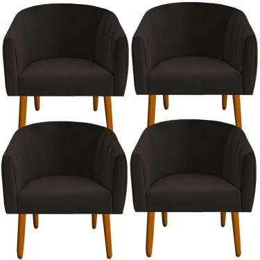 Imagem de Kit 04 Poltrona Julia Decoração Salão Cadeira Escritório Recepção Estar Amamentação Suede Marrom D'classe Decor