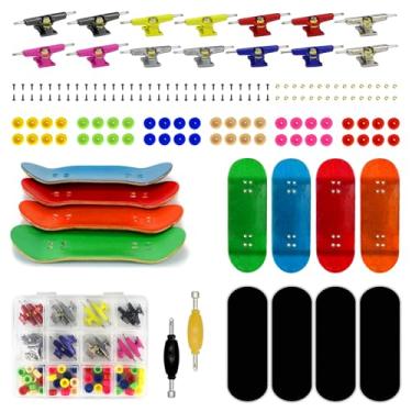 Imagem de DisplayMore Premium Wooden Fingerboard Deck - Includes Tape Prolific Foam Tape & Multicolour Wheels, The Classic - 30mm x 100mm - Pre-Drilled Holes Size (162PCS Finger Skateboard DIY Set)