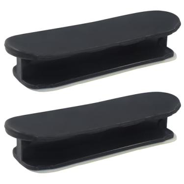 Imagem de Moicstiy Pacote com 2 maçanetas autoadesivas, alça de plástico, sem furadeira, multifuncional para armário, armário de arquivos, porta de chuveiro deslizante de vidro (preto)