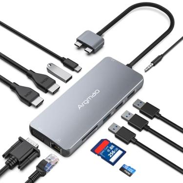 Imagem de Argmao Hub USB C, dongle 12 em 1, USB-C PD3.0, 4K @ 30Hz HDMI, 3 USB 3.0, adaptador de leitor de cartão SD/TF