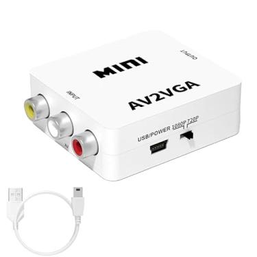 Imagem de HBFQMDJLX AV/Video Interface/RCA to VGA Converter, 1080p Video Audio Adapter, It is Suitable for outputting Game Consoles/TV Boxes/DVDs/VCDS to projectors/TVS/projectors