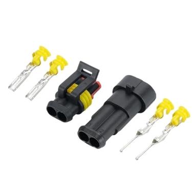 Imagem de Kit de 10 conectores de fio elétrico à prova d'água de 2 pinos terminais de 1,5 mm 2 pinos HID lâmpada de xenon automática