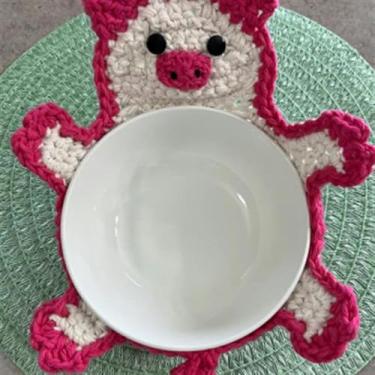 Imagem de HSYHKDSY Conjunto de 10 jogos americanos de crochê laváveis rosa e branco de 12 cm (vermelho rosa aproximadamente 12 cm)