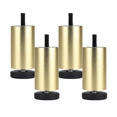 Imagem de ZJYWMM Pernas de móveis pernas de mesa de metal adiustável pés de móveis de liga de alumínio redondos de substituição para móveis de sofá pernas de mesa armários de cama elevadores 4 peças (dourado