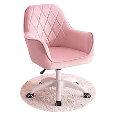 Imagem de Cadeira de escritório encosto cadeira giratória cadeira de escritório assento estofado rolo cadeira de escritório cadeira de computador ergonômica cadeira de jogos (cor: rosa) necessário