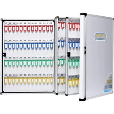 Imagem de Suporte de parede para chaveiro, armário de chaves, organizador de armário de chave de bloqueio de metal, com ganchos e etiquetas para chaves, armário de chave de segurança (45 x 10 x 60 cm)