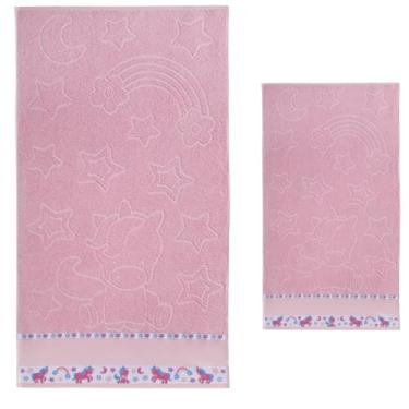 Imagem de Jogo Toalha De Banho + Rosto Lavabo Infantil Algodão Menino Menina (Rosa Bebê)