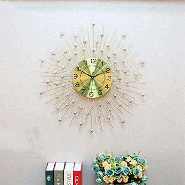 Imagem de Relógio de parede dourado moderno grande relógio de parede para sala de estar, sala de jantar, relógio simples de quartzo para decoração de quarto, relógio artístico