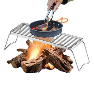 Imagem de Churrasqueira, grades de arame dobráveis para grelhar, ferramenta portátil de grelha, fogão de fogueira para reunião, mochila, pesca, legumes, cogumelo, frango