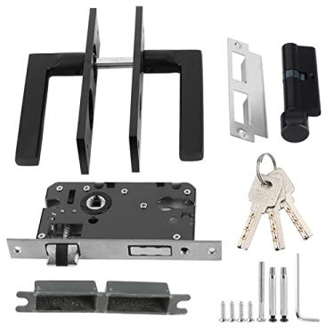 Imagem de Fechadura silenciosa de alumínio para porta de quarto de segurança doméstica com chave de parafuso preto, design de giro de polegar, estilo moderno, parafusos inativos reversi