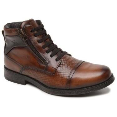 Imagem de Bota Masculina Coturno Couro Zíper Lateral Leve Rústico Casual-Masculino
