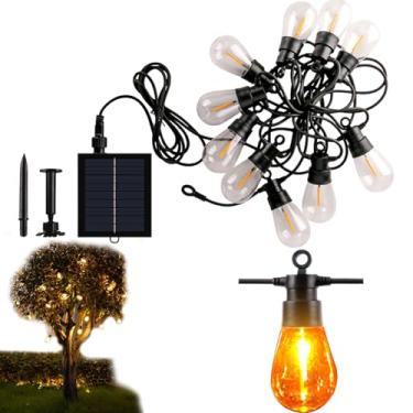 Imagem de Cordão de luzes LED solares - Luzes solares de varanda para árvore à prova d'água | Iluminação de atmosfera aconchegante para jardim, casa, festa de Natal, quintal