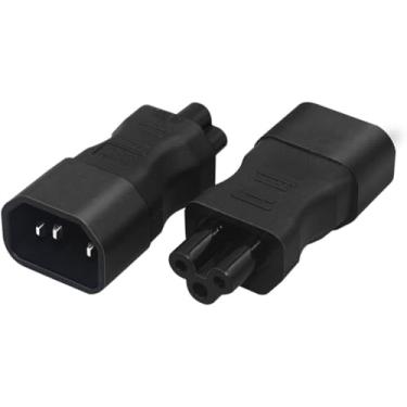 Imagem de Adaptador de plugue conversor C14 para C5, IEC320 C14 plugue macho de 3 pinos para C5 adaptador de tomada de alimentação fêmea de 3 pinos (C14 a C5)