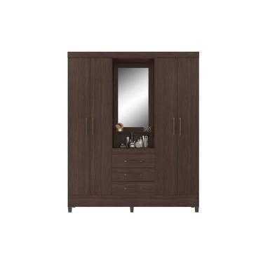 Imagem de Guarda Roupa Casal 4 Portas E 3 Gavetas C/ 1 Espelho Capelinha Persia Cafe Touch - Demóbile