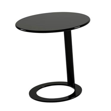 Imagem de YWJLQH Mesa lateral pequena redonda com pedestal de metal e base moderna para escritório em casa, dormitório, mesa de cabeceira, banheiro, sala de estar, Preto