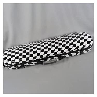 Imagem de Estojo Rígido Para Violino 4/4 Com Grade Preto E Branco Composto De Fibra De Carbono De Alta Resistência Tamanho Completo Estojo de Violino