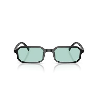 Imagem de Emporio Armani Óculos de sol masculinos retangulares EA4253U com ajuste universal, preto brilhante/azul claro, 54 mm, Preto brilhante/azul-claro, 54 mm