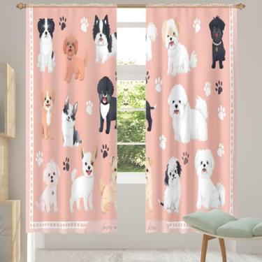 Imagem de 2 conjuntos de painéis cortinas transparentes para cães e animais, cortinas transparentes arejadas com filtro leve, painéis de cortina de porta e janela para sala de estar, quarto, jantar, 192 cm de