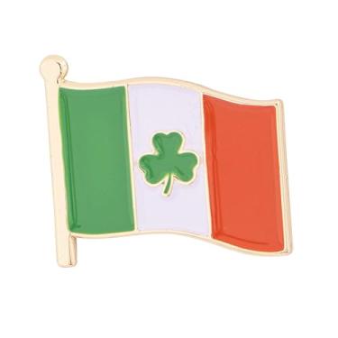 Imagem de Desert Cactus Broche de lapela da Irlanda esmaltado country feito de metal chapéu de lembrança masculino feminino patriótico irlandês (bandeira de ondulação com broche de trevo), Waving Flag Lapel Pin