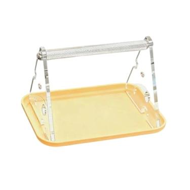 Imagem de IEUDNS Poleiro de mesa para pássaros, suporte para papagaios, suporte de metal texturizado para afiar bicos e garras, ideal para periquitos, canários, araras, Amarelo