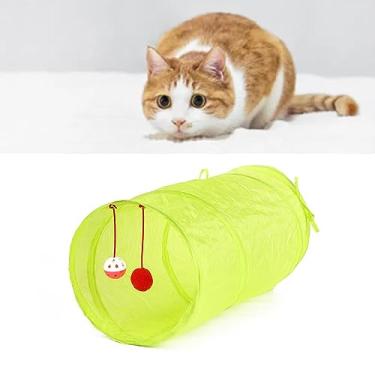 Imagem de Naroote Tubo Dobrável para Gato Em Túnel de Gato Verde Com Design Enrugado, Brinquedo Durável para Brincadeiras de para Brincadeiras Interativas, Grande Espaço para Exercícios, Material de Fio de